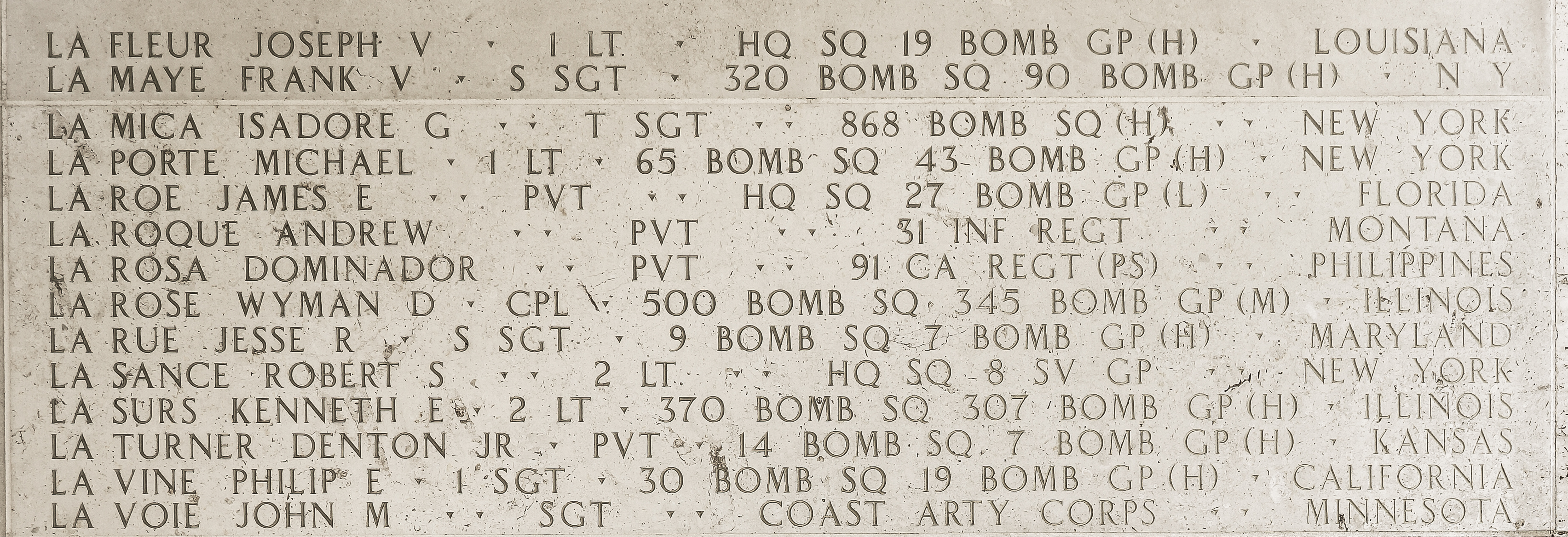 Isadore G. La Mica, Technical Sergeant